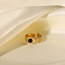 Load image into Gallery viewer, 18K Gold Plated Delicate Hammer Texture Set Natural Stone Ladies Open Ring