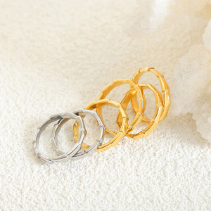 18K gold simple and elegant bamboo-shaped design versatile ring