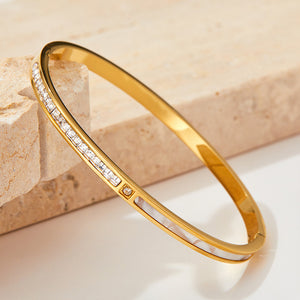 18K gold exquisite and fashionable square diamond design light luxury style bracelet