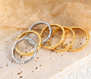 18K gold simple and elegant bamboo-shaped design versatile ring